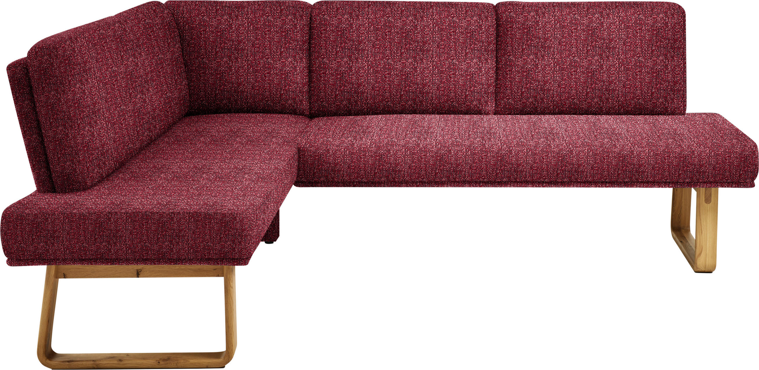 ECKBANK 174/280 cm  in Rot, Eichefarben  - Eichefarben/Rot, Design, Holz/Textil (174/280cm) - Dieter Knoll
