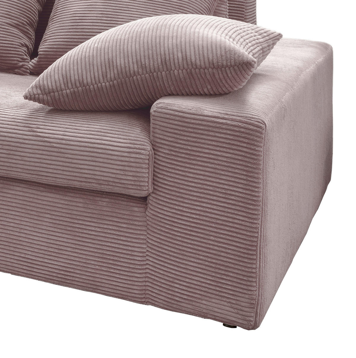 ECKSOFA in Cord Rosa  - Schwarz/Rosa, Modern, Kunststoff/Textil (200/278cm) - Livetastic