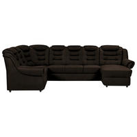 WOHNLANDSCHAFT Braun Chenille  - Schwarz/Braun, KONVENTIONELL, Kunststoff/Textil (216/333/165cm) - Livetastic