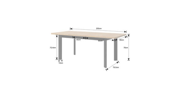 ESSTISCH in Holz 160-200/90/76 cm - Schwarz/Akaziefarben, LIFESTYLE, Holz (160-200/90/76cm) - Landscape