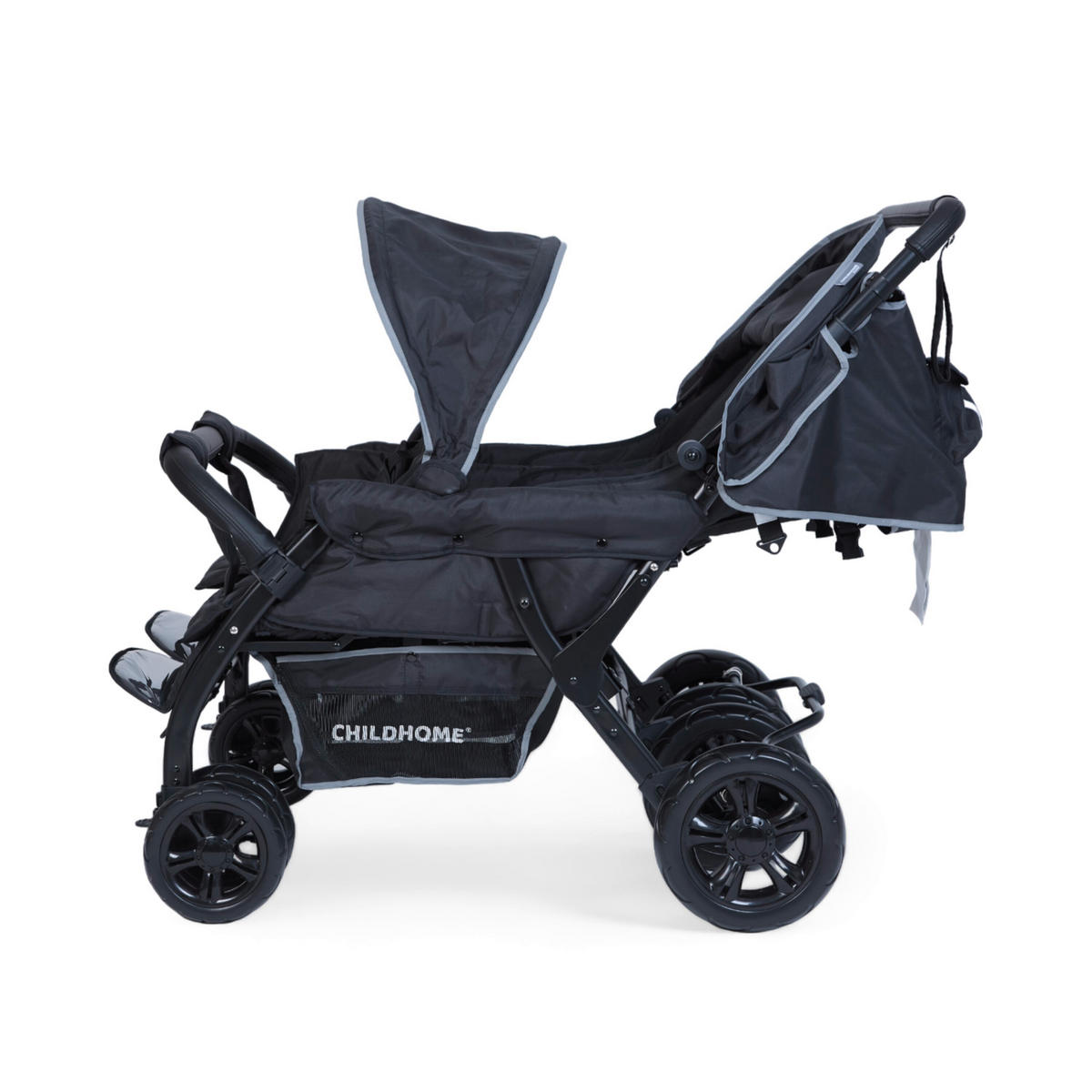 GESCHWISTERWAGEN  - Schwarz, Basics, Kunststoff/Metall (130/85/108cm) - Childhome