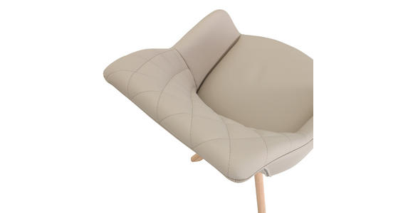 ARMLEHNSTUHL  Typenauswahl, Sitzfläche 360° drehbar, automatische Rückholfunktion  Echtleder  - Beige/Naturfarben, Design, Leder/Holz (60/83/65cm) - Landscape