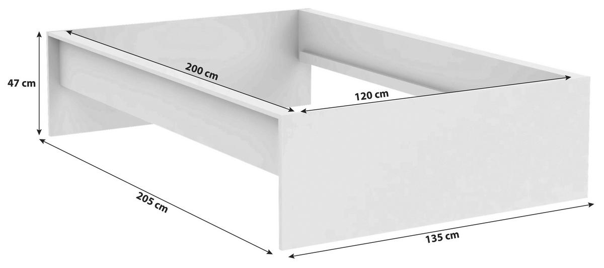 BETTRAHMEN 120/200 cm Eichefarben  - Eichefarben, KONVENTIONELL (120/200cm) - Hom`in