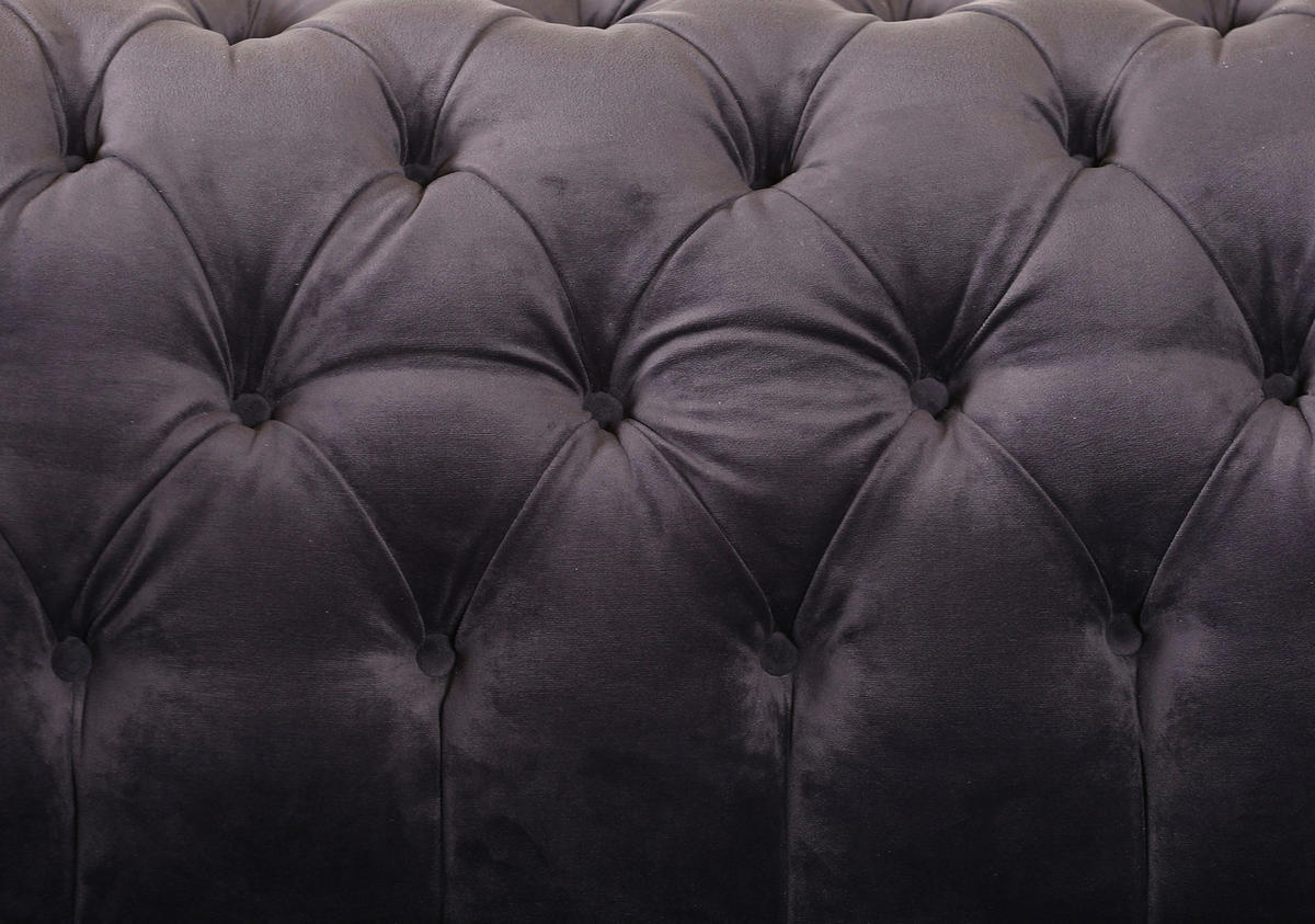 CHESTERFIELD-SOFA in Flachgewebe Anthrazit  - Anthrazit/Schwarz, Lifestyle, Textil/Metall (195/80/100cm) - Landscape