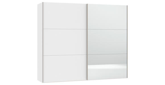 SCHWEBETÜRENSCHRANK  in Weiß  - Edelstahlfarben/Weiß, Design, Glas/Holzwerkstoff (253/215/65cm) - Carryhome