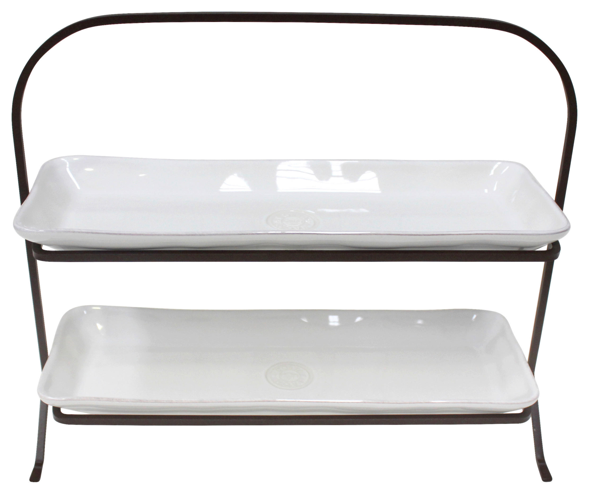 ETAGERE 2-stöckig - Weiß, Basics, Keramik/Metall (40/15,5/0cm) - Costa Nova
