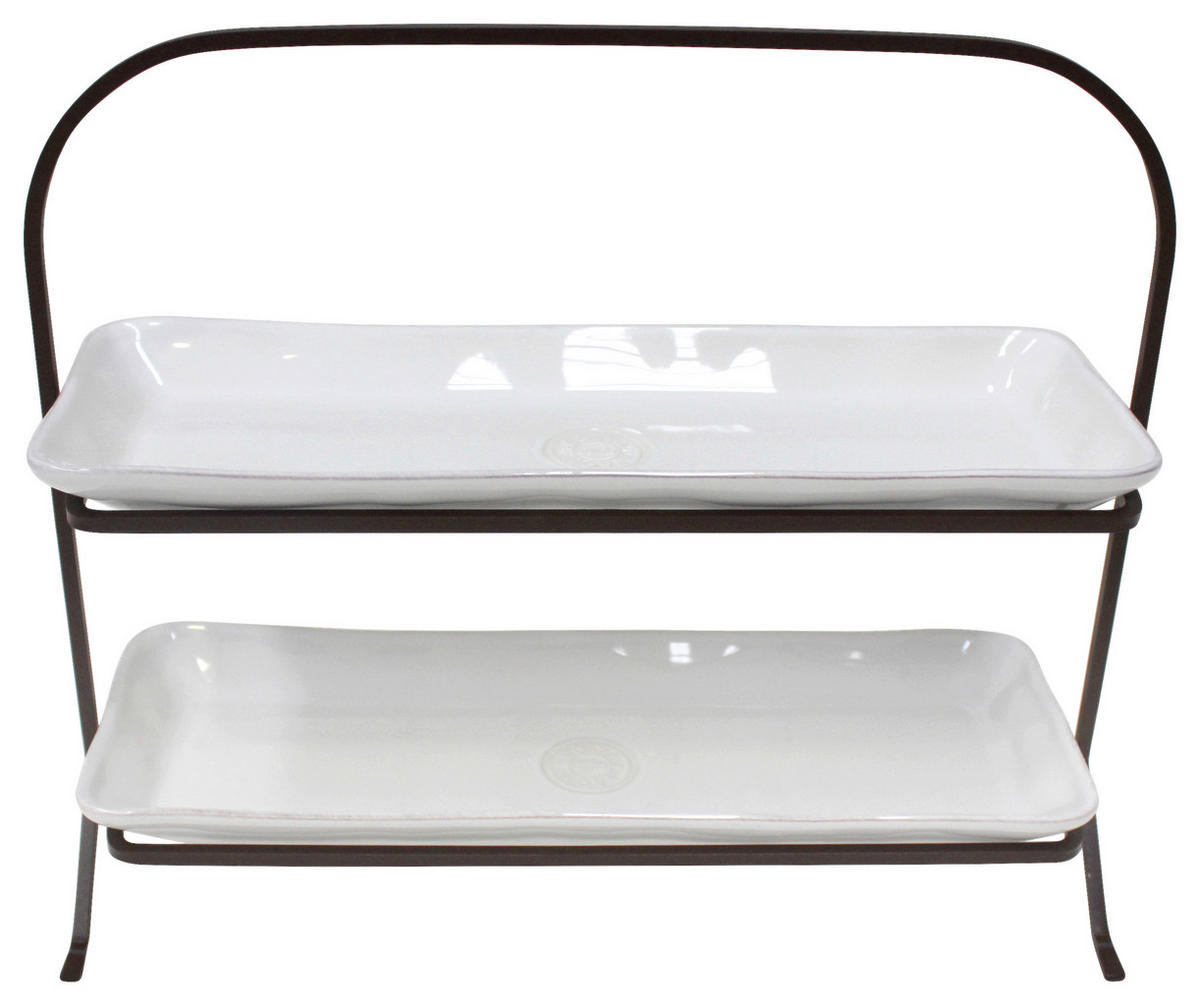 ETAGERE 2-stöckig - Weiß, Basics, Keramik/Metall (40/15,5/0cm) - Costa Nova