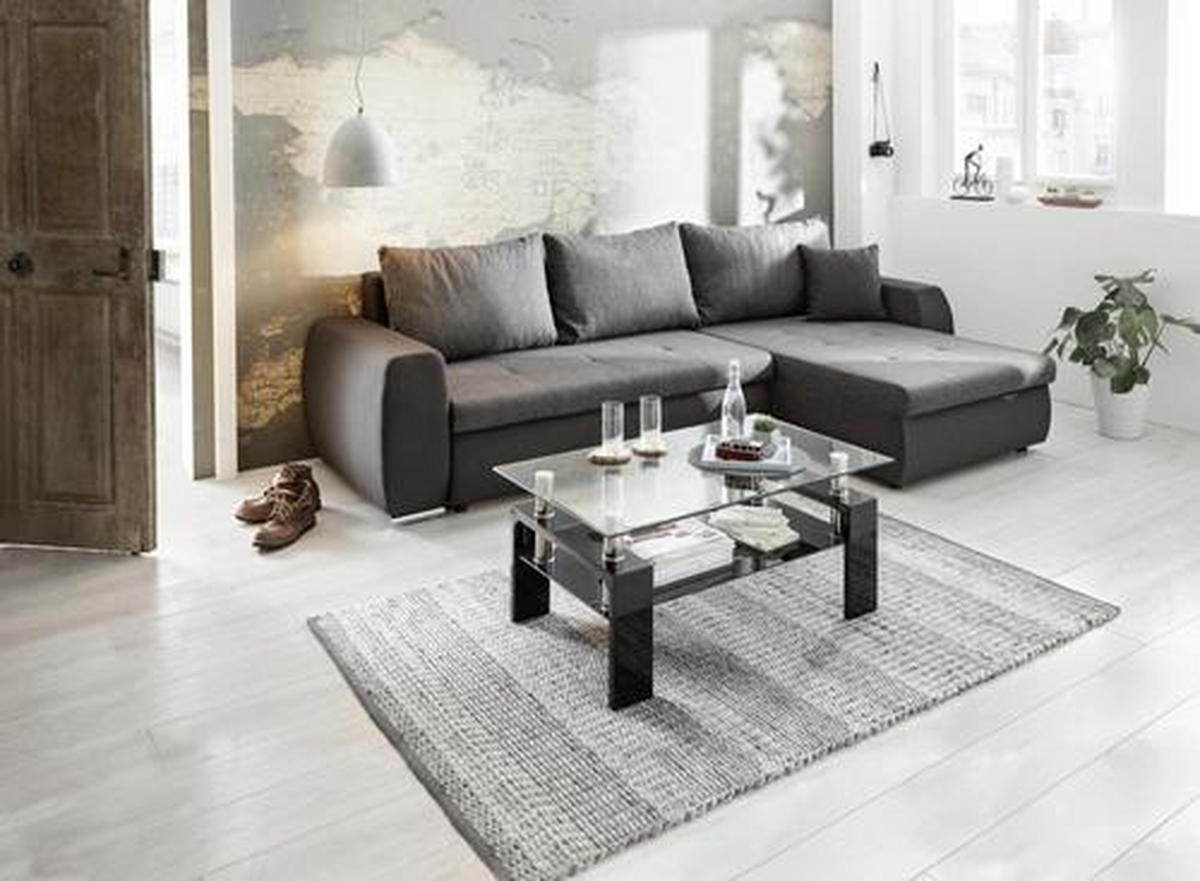 KONFERENČNÝ STOLÍK, čierna s vysokým leskom, kov, sklo, kompozitné drevo, 100/60/45 cm - čierna s vysokým leskom, Design, kov/kompozitné drevo (100/60/45cm) - Carryhome