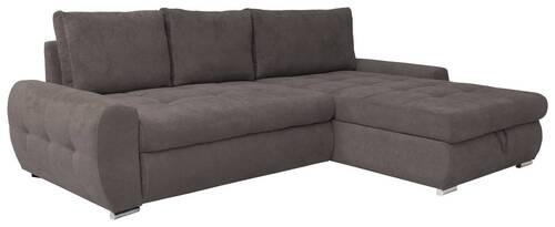 ECKSCHLAFSOFA Velours Braun  - Chromfarben/Braun, Design, Kunststoff/Textil (277/175cm) - Livetastic