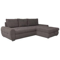 ECKSCHLAFSOFA in Velours Braun  - Chromfarben/Weiss, Design, Kunststoff/Textil (277/175cm) - Livetastic