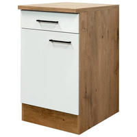 KÜCHENUNTERSCHRANK 50/85/57 cm  in Eichefarben, Magnolie  - Eichefarben/Magnolie, KONVENTIONELL, Holzwerkstoff/Metall (50/85/57cm) - FlexWell