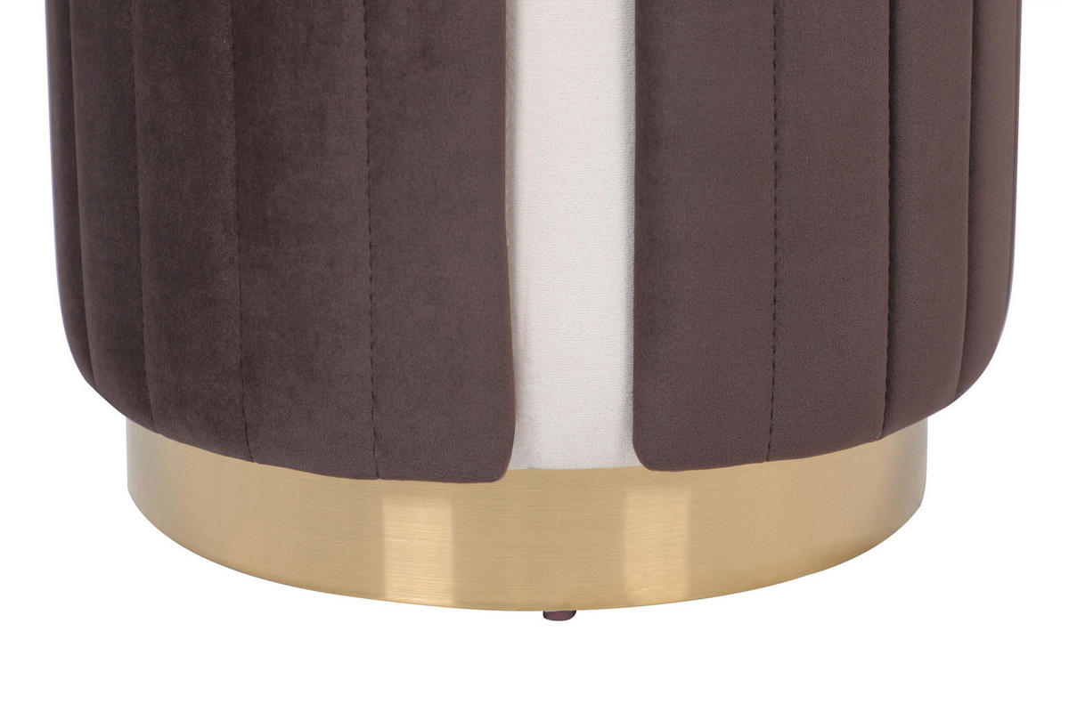 HOCKER Struktur Braun, Beige  - Beige/Goldfarben, Design, Textil/Metall (40/45cm) - Kayoom