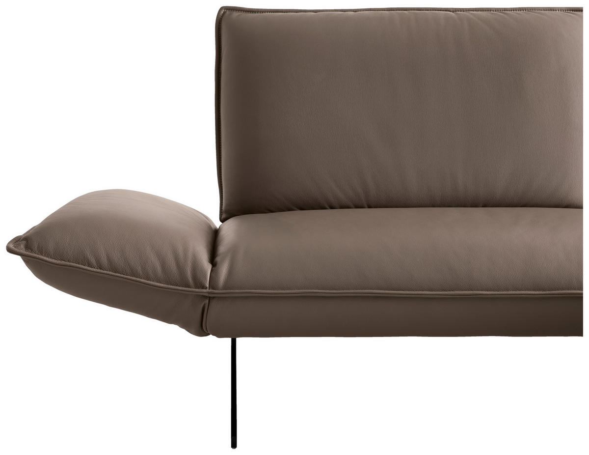 ECKSOFA Braun Echtleder Rücken echt  - Beige/Schwarz, Design, Leder/Metall (290/149cm) - Koinor