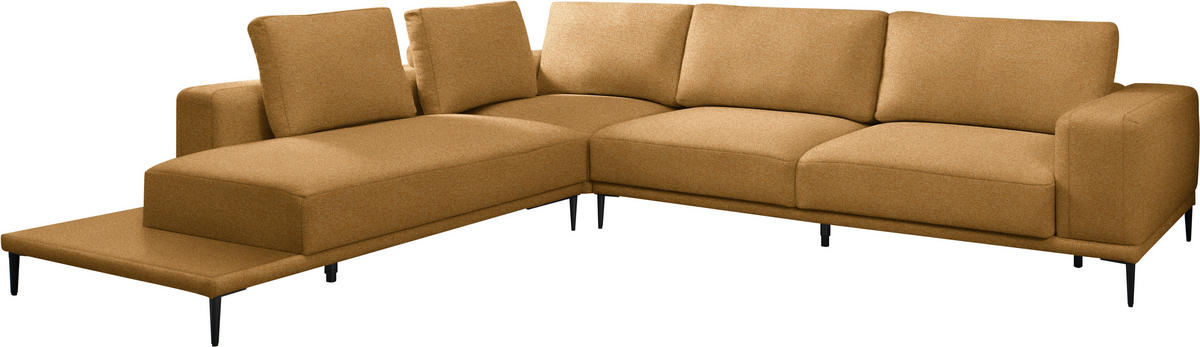 ECKSOFA  in Leinwand Karamell  271/318 cm  - Karamell/Schwarz, Design, Textil/Metall (271/318cm) - Belluti