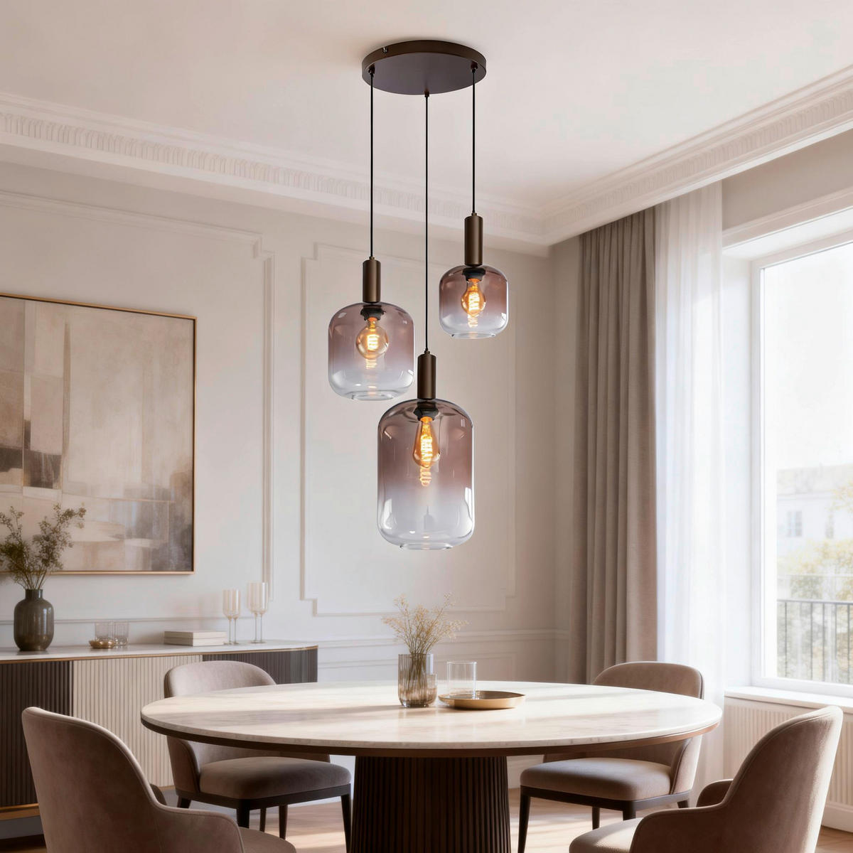 HÄNGELEUCHTE 42/120 cm  - Braun, Trend, Glas/Metall (42/120cm) - Collet's Monde