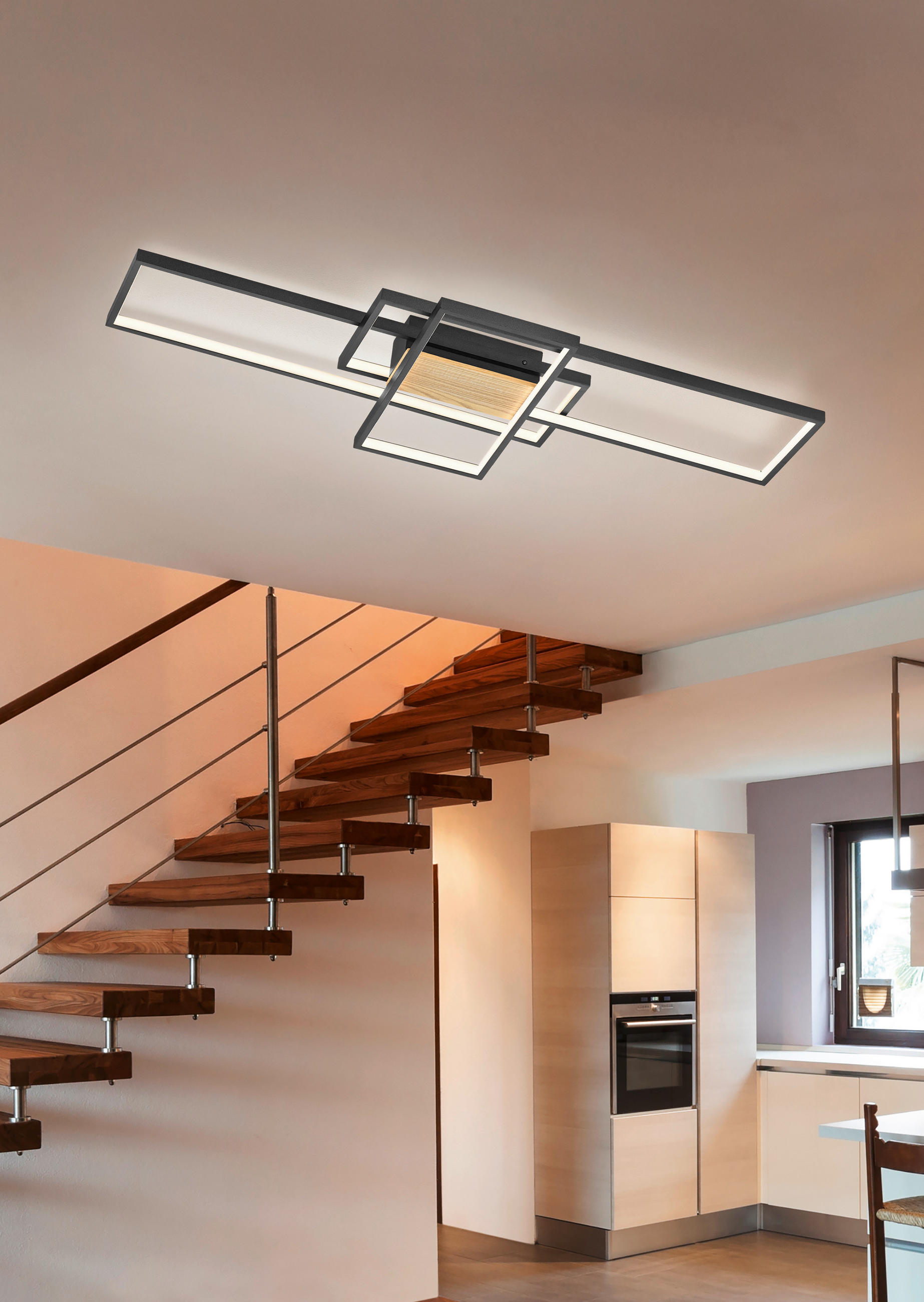 LED-DECKENLEUCHTE Tucson 104,0/9,5/42,0 cm   - Schwarz, Trend, Metall (104,0/9,5/42,0cm) - Trio Leuchten