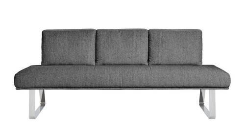 SITZBANK 224/92/78 cm  in Grau  - Chromfarben/Grau, Design, Textil/Metall (224/92/78cm) - Dieter Knoll