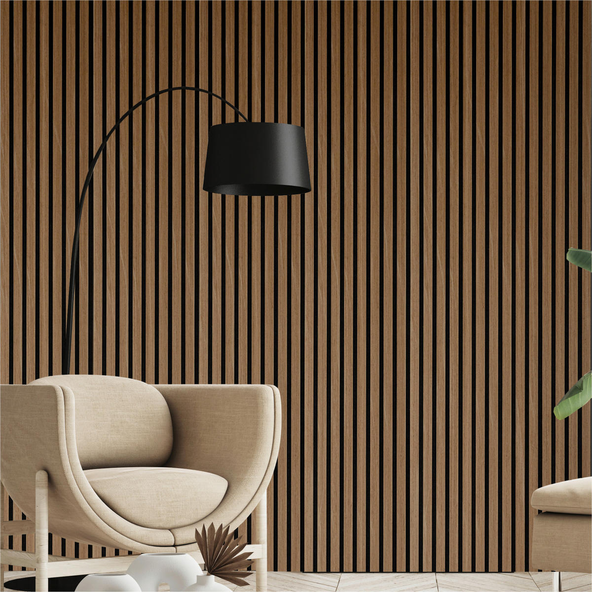 AKUSTIKPANEEL Echtholz  - Eichefarben, Basics, Holzwerkstoff/Kunststoff (244/56/1,8cm) - Novel