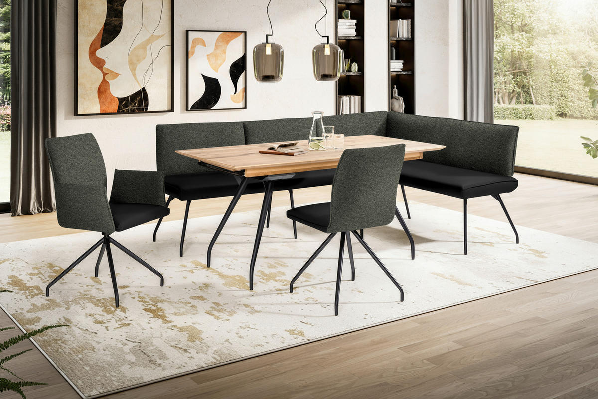 ECKBANK 225/165 cm  in Schwarz  - Schwarz, Design, Textil/Metall (225/165cm) - Moderano