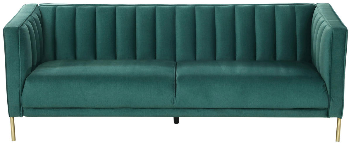 3-SITZER-SOFA Samt Grün  - Goldfarben/Grün, Design, Textil/Metall (204/75/85cm) - Livetastic