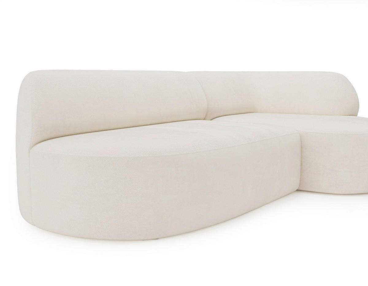 ECKSOFA Chenille Creme  - Creme/Schwarz, Design, Kunststoff/Textil (218/156cm) - Livetastic