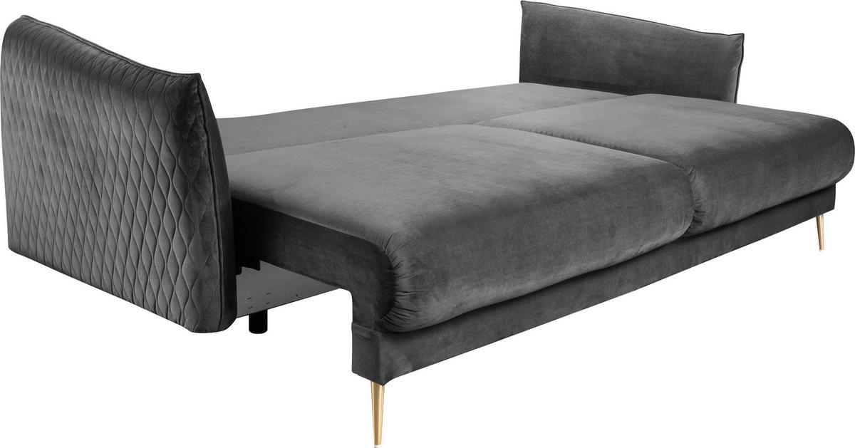 SCHLAFSOFA Samt Grau  - Goldfarben/Grau, Basics, Textil/Metall (235/96/104cm) - MID.YOU