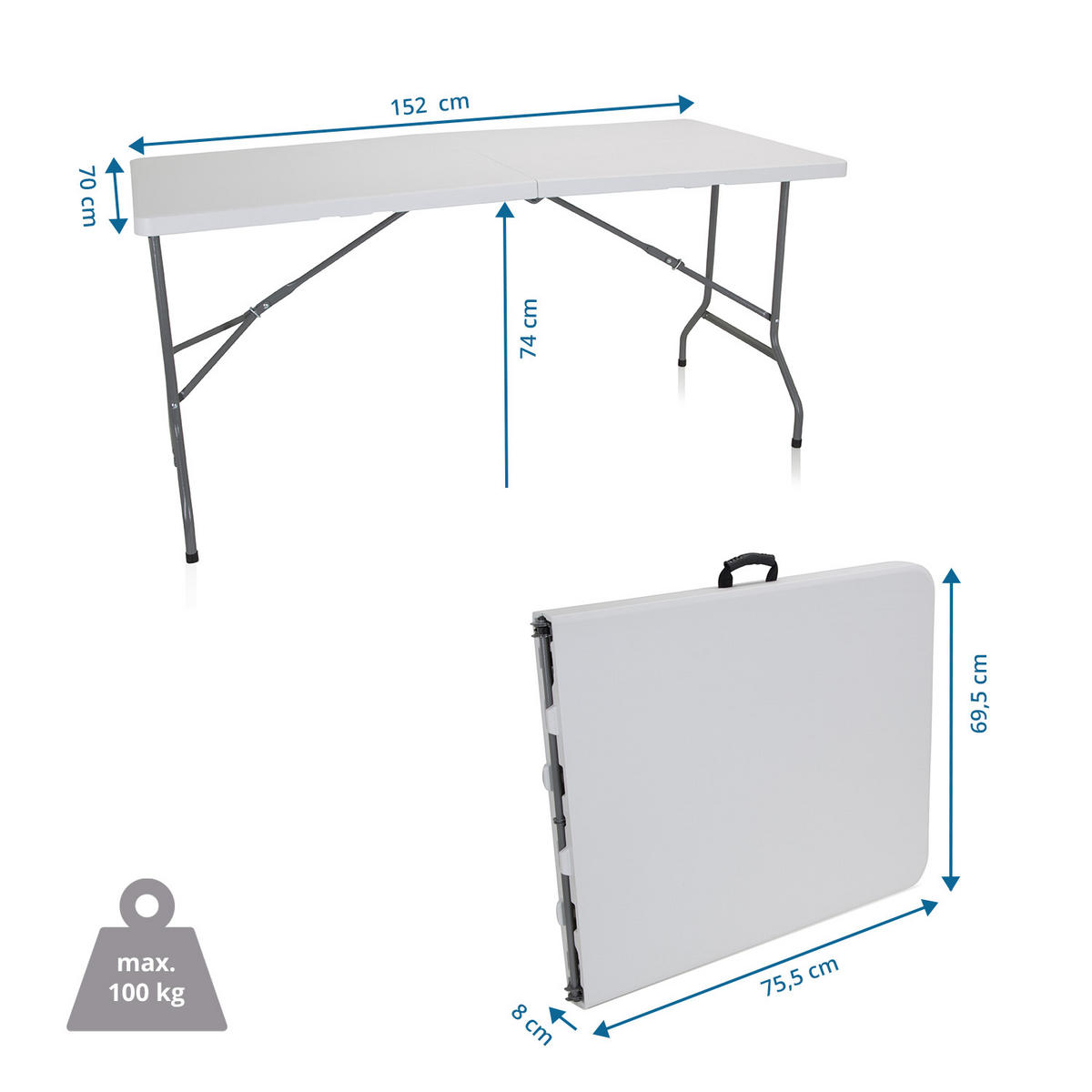 SCHREIBTISCH 70/152/74 cm  in Weiß  - Silberfarben/Weiß, MODERN, Kunststoff/Metall (70/152/74cm) - MID.YOU