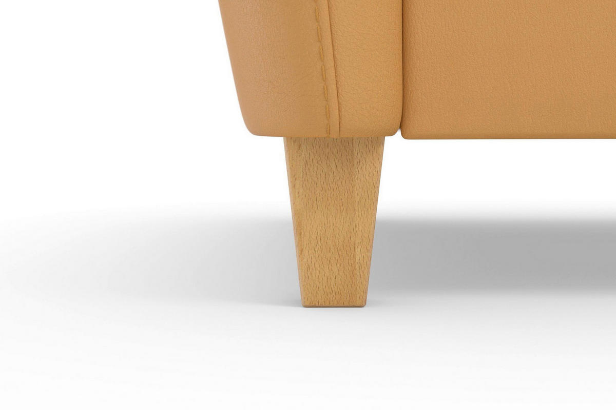 3-SITZER-SOFA PALMERA E Echtleder Currygelb  - Currygelb/Eichefarben, Basics, Leder/Holz (179/89/89cm) - Sit & More