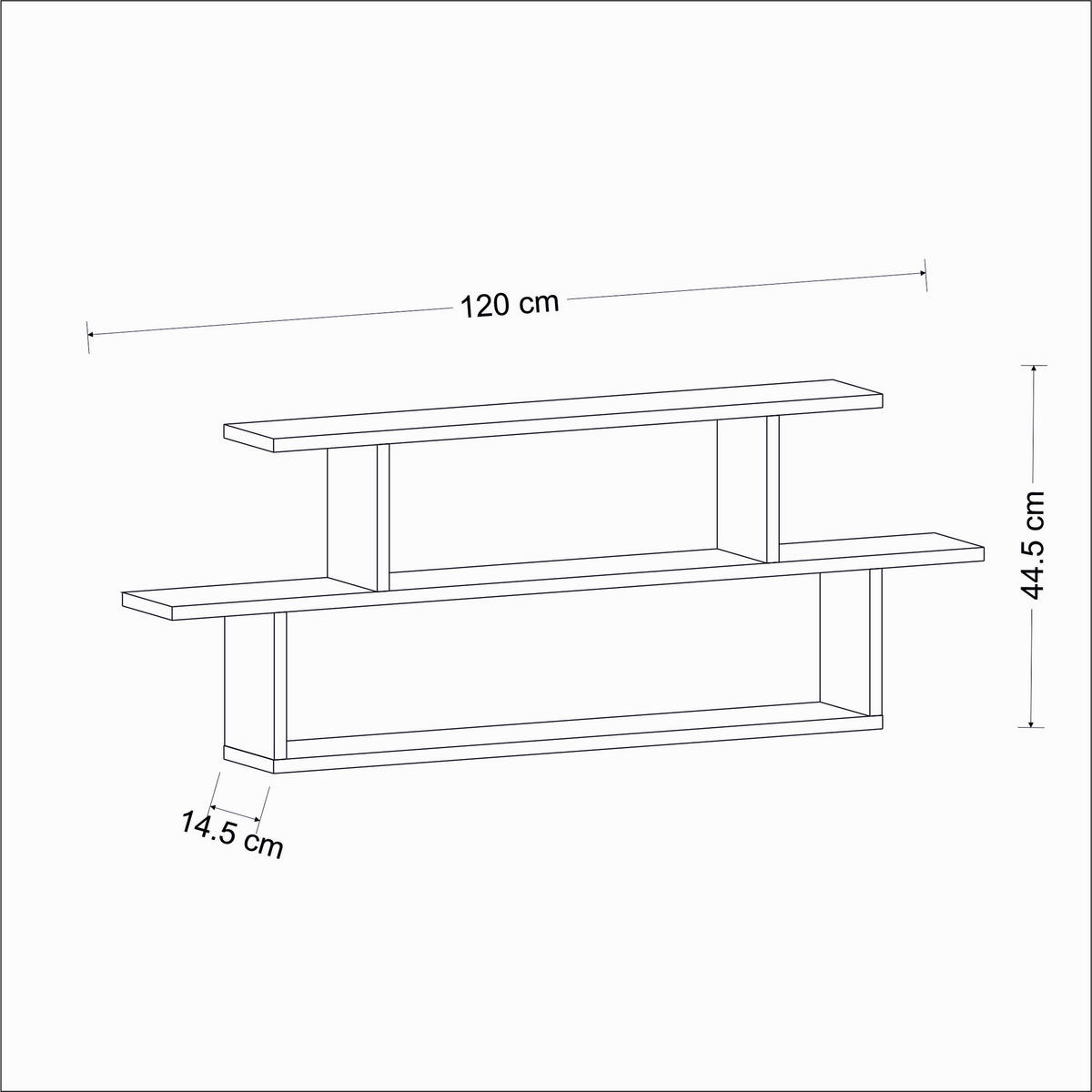 WANDREGAL 120/44,6/14,6 cm  - Eichefarben, Design, Holzwerkstoff (120/44,6/14,6cm) - MID.YOU