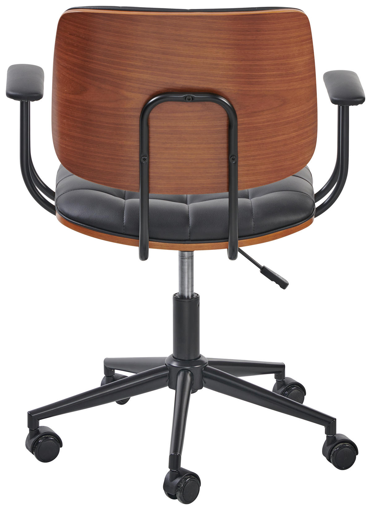 DREHSTUHL Lederlook Schwarz, Walnussfarben  - Walnussfarben/Schwarz, MODERN, Holz/Kunststoff (65/79-86,5/59cm) - Livetastic