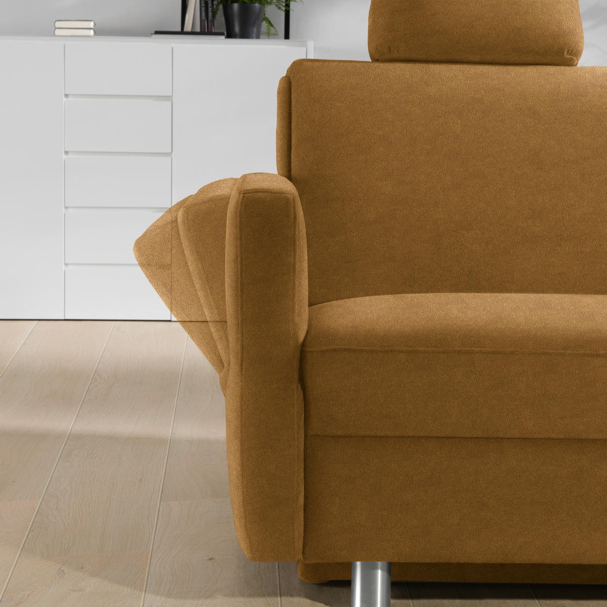 SCHLAFSOFA in Velours, beflockt Honig  - Alufarben/Honig, KONVENTIONELL, Kunststoff/Textil (170/88/91cm) - Sedda