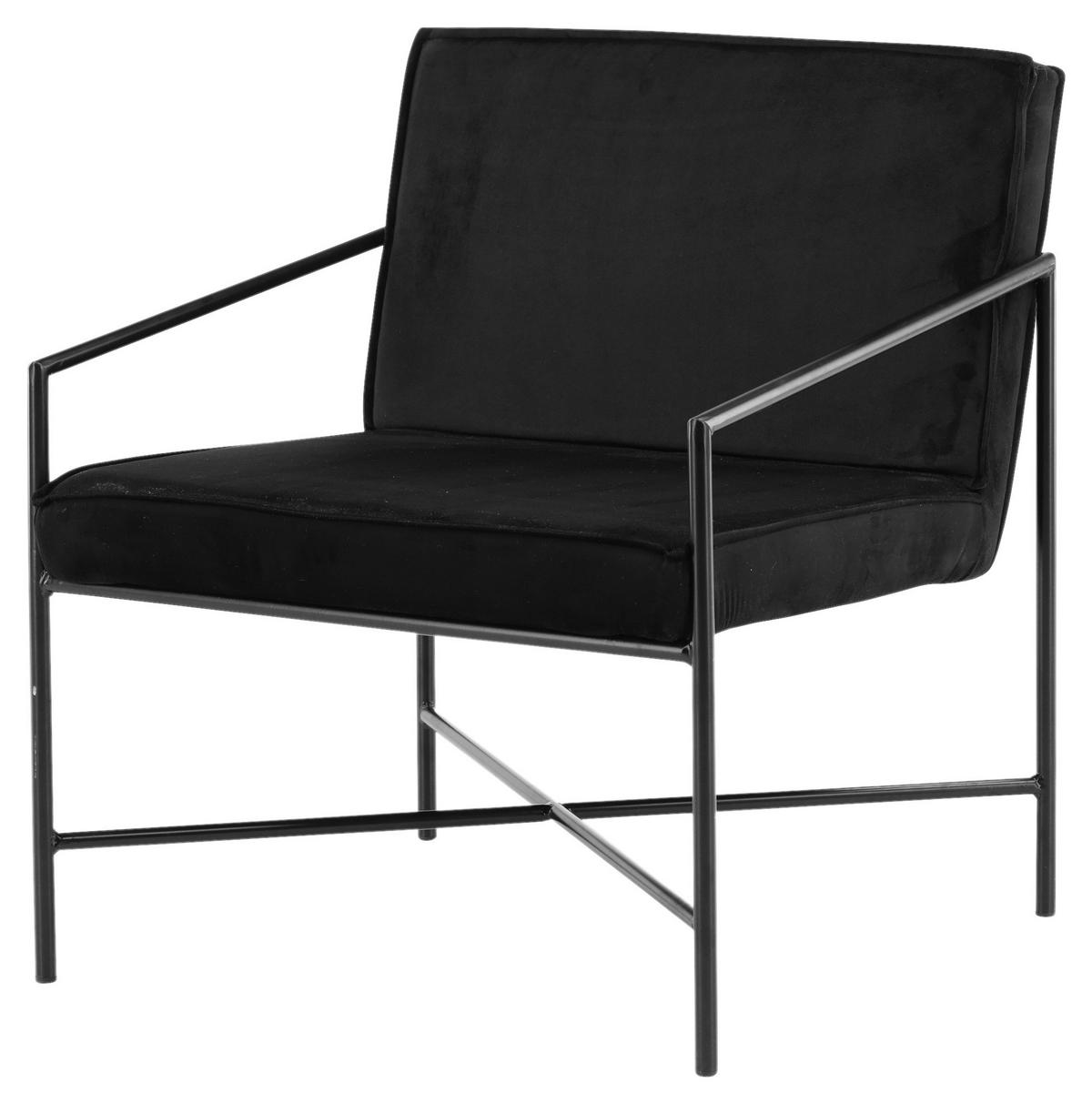 SESSEL in Samt Schwarz  - Schwarz, Design, Textil/Metall (66/78/65cm) - Livetastic