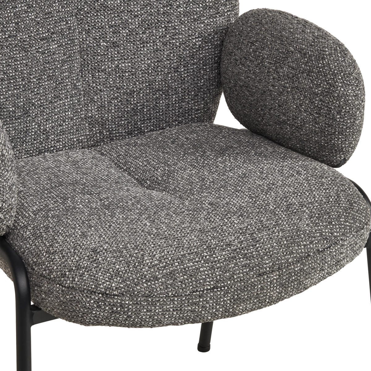 ARMLEHNSTUHL  in Eisen Leinenoptik  - Dunkelgrau/Schwarz, MODERN, Textil/Metall (60/81/61cm) - MID.YOU