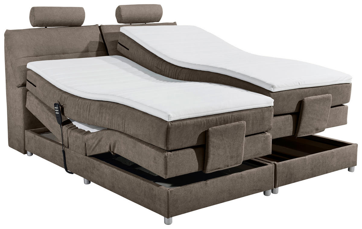 BOXSPRING-ÁGY 180/200 cm  barna  - ezüst/barna, Modern, műanyag/faalapú anyag (180/200cm) - MID.YOU