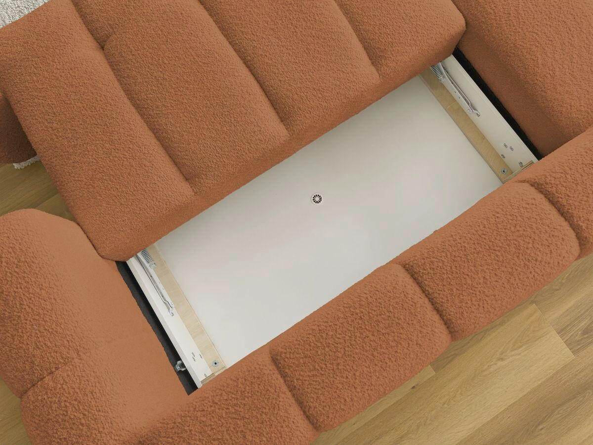 ECKSCHLAFSOFA FUJI Bouclé Orange  inkl.  - Schwarz/Orange, MODERN, Kunststoff/Textil (160/292cm)