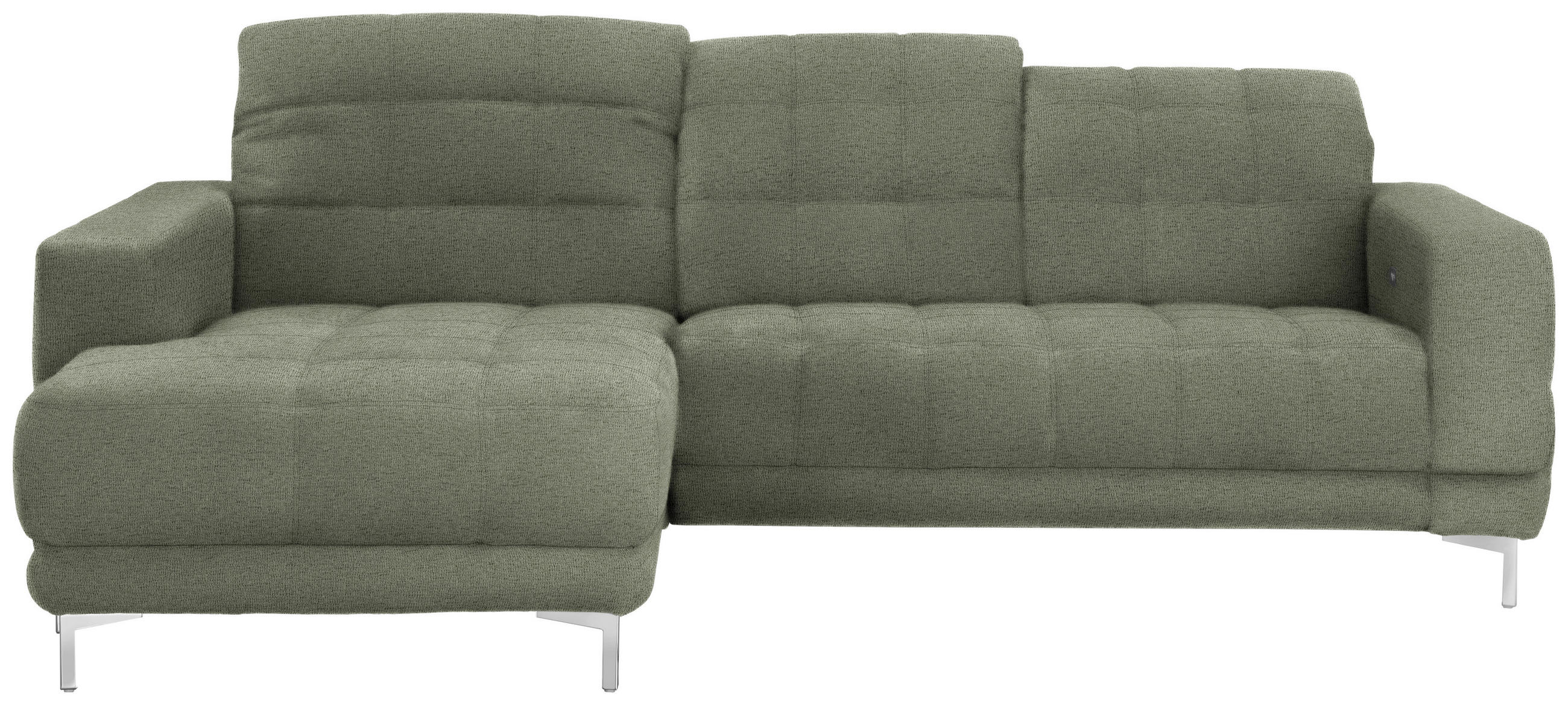 ECKSOFA  in Webstoff Grün  187/260 cm  - Chromfarben/Grün, Design, Textil/Metall (187/260cm) - Xora