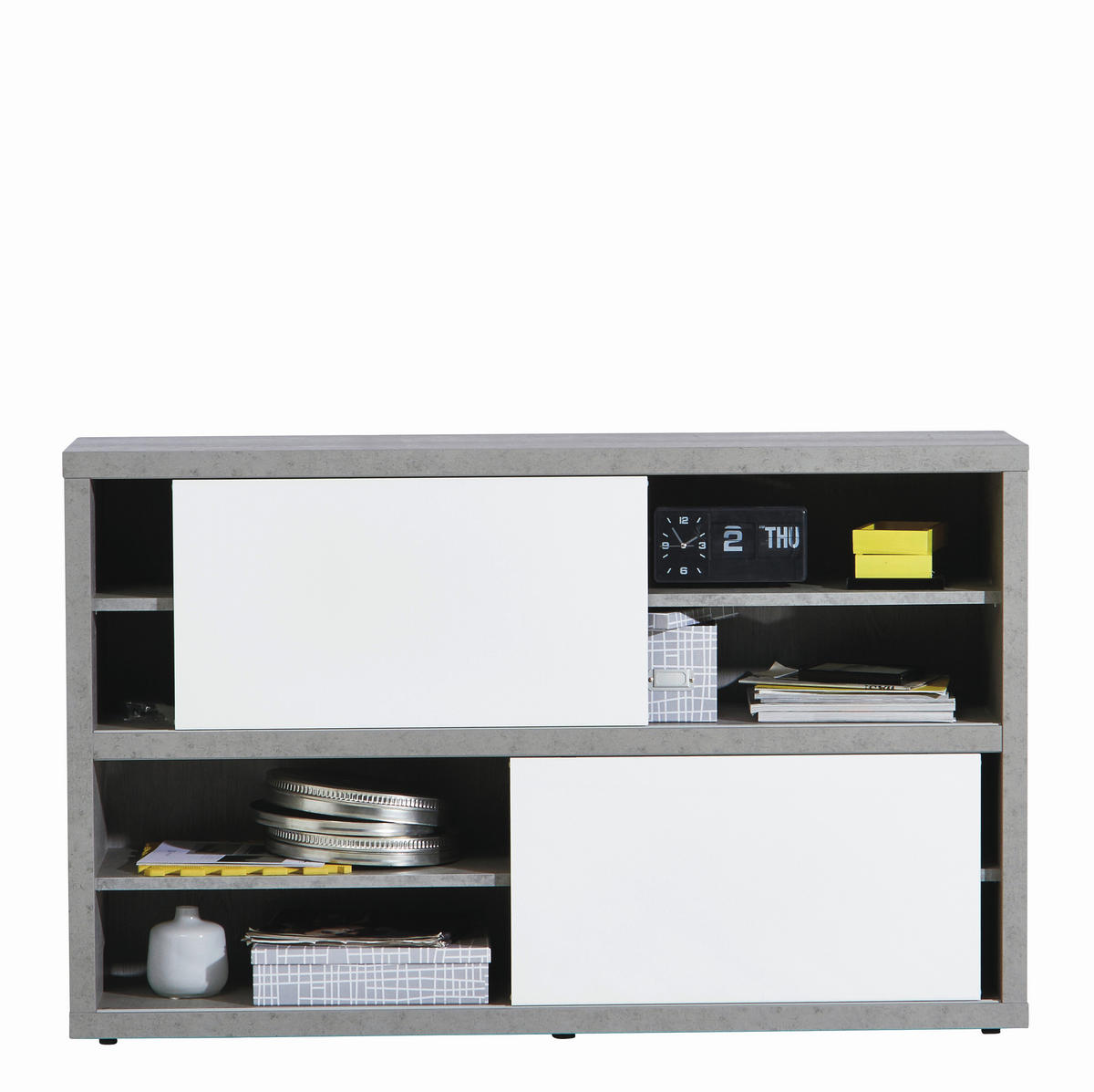 REGAL siva, bijela visoki sjaj  drvni materijal  - siva/bijela visoki sjaj, Design, drvni materijal (140/87/35,6cm) - Carryhome