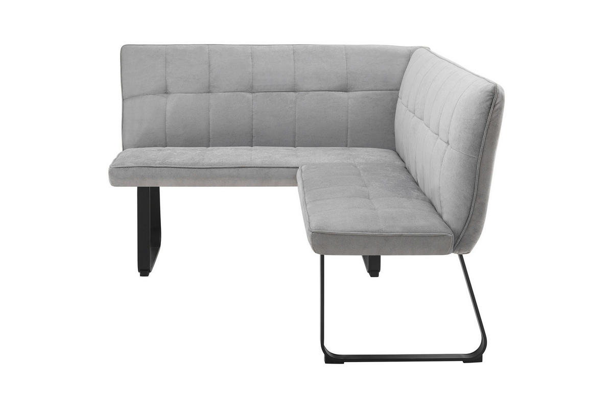 ECKBANK 128/168 cm  in Hellgrau  - Hellgrau/Schwarz, MODERN, Textil/Metall (128/168cm) - MID.YOU