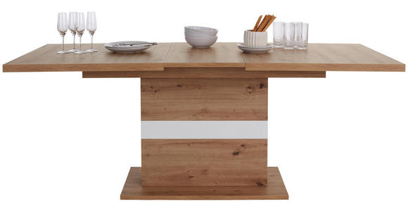 Ausziehtisch Kashmir 160 Az - Eichefarben/Weiß, MODERN, Holzwerkstoff (160/76/90cm) - James Wood