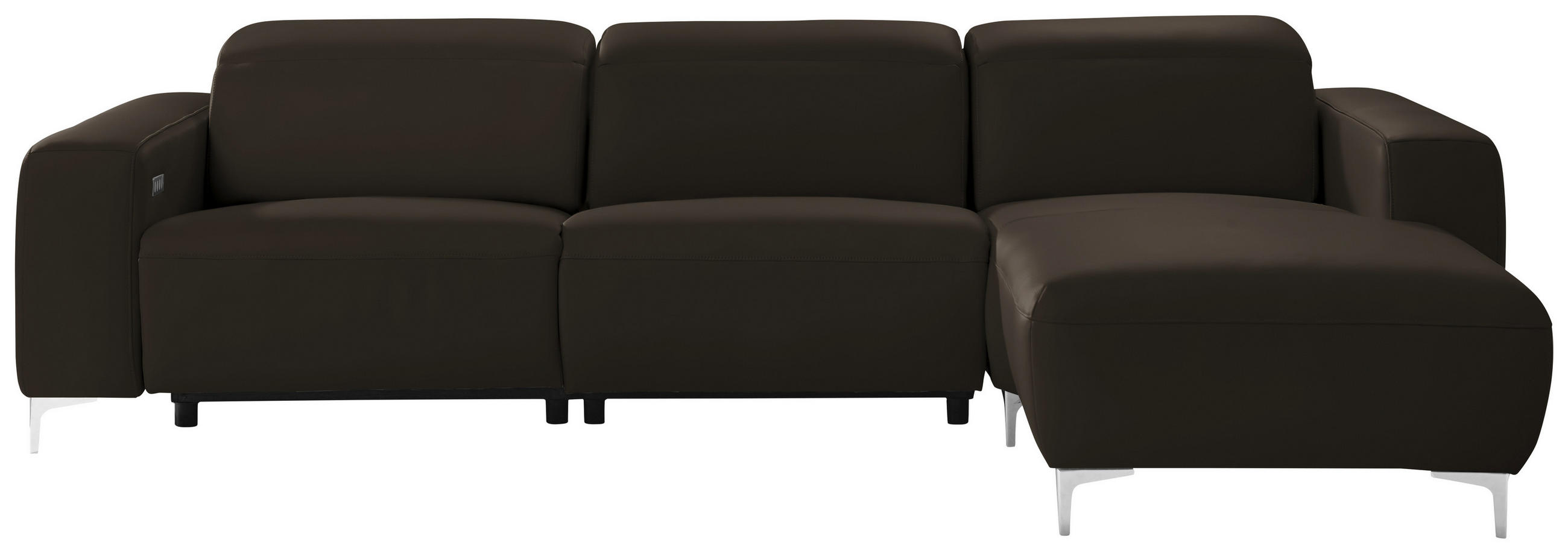 ECKSOFA in Echtleder Schwarz  - Chromfarben/Schwarz, Design, Leder/Metall (292/177cm) - Pure Home Lifestyle