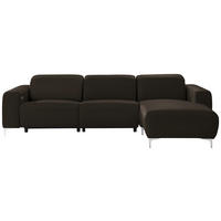 ECKSOFA in Echtleder Schwarz  - Chromfarben/Schwarz, Design, Leder/Metall (292/177cm) - Pure Home Lifestyle