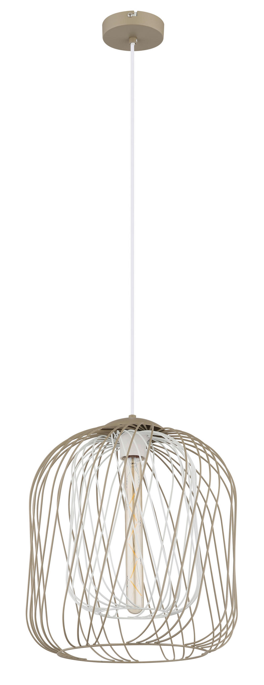 HÄNGELEUCHTE 35/150 cm    - Sandfarben/Weiss, Basics, Kunststoff/Metall (35/150cm) - Globo