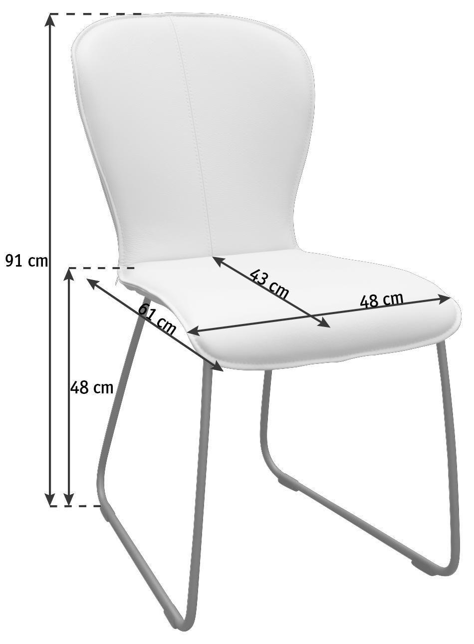 STUHL Echtleder Anthrazit, Beige  - Anthrazit/Beige, Design, Leder/Metall (48/91/61cm) - Bert Plantagie