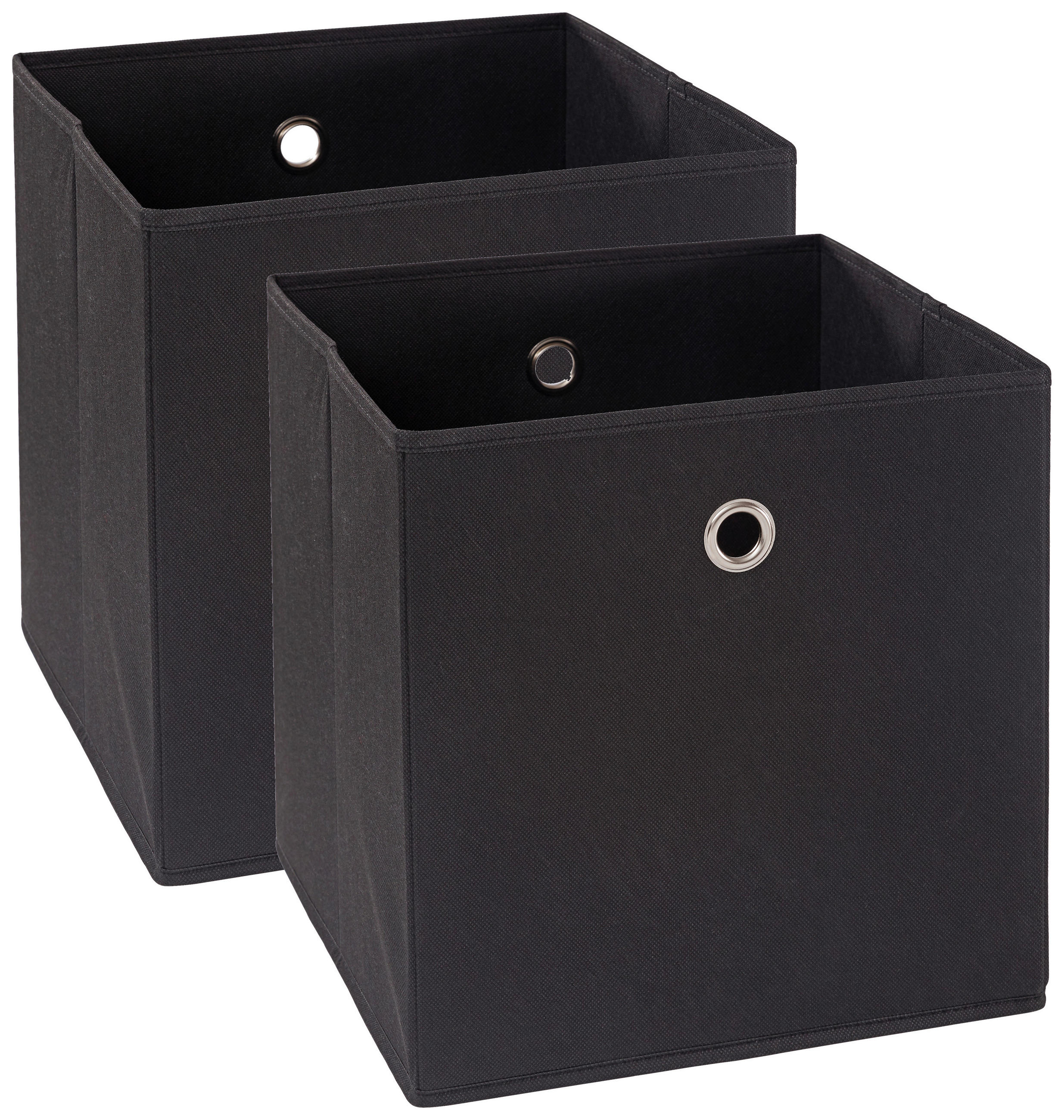 FALTBOX 2er Set Metall, Textil, Karton Schwarz, Silberfarben  - Silberfarben/Schwarz, Design, Karton/Textil (32/32/32cm) - Carryhome