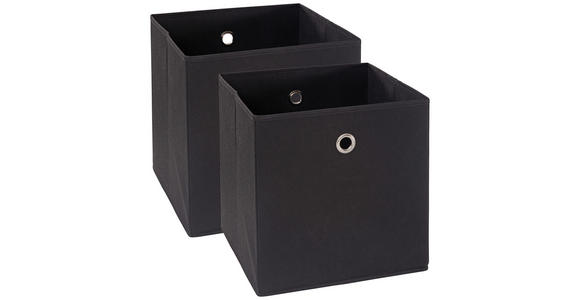 FALTBOX 2er Set Metall, Textil, Karton Schwarz, Silberfarben - Silberfarben/Schwarz, Design, Karton/Textil (32/32/32cm) - Carryhome