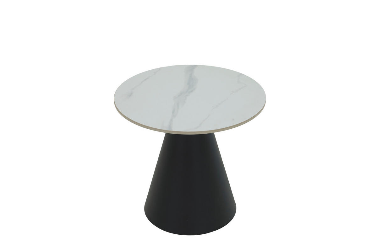 COUCHTISCHSET rund Schwarz, Weiß  - Schwarz/Weiß, Design, Stein/Metall (70/50/40/46cm) - Livetastic