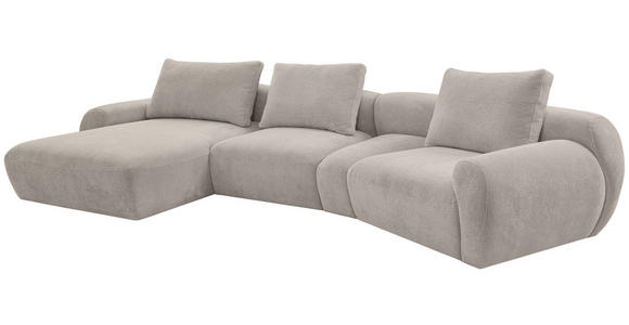 ECKSOFA  in Chenille Hellgrau  176/362 cm  - Hellgrau/Schwarz, KONVENTIONELL, Kunststoff/Textil (176/362cm) - Carryhome