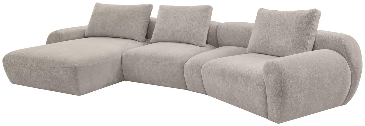 ECKSOFA Hellgrau Chenille  - Hellgrau/Schwarz, KONVENTIONELL, Kunststoff/Textil (176/362cm) - Carryhome