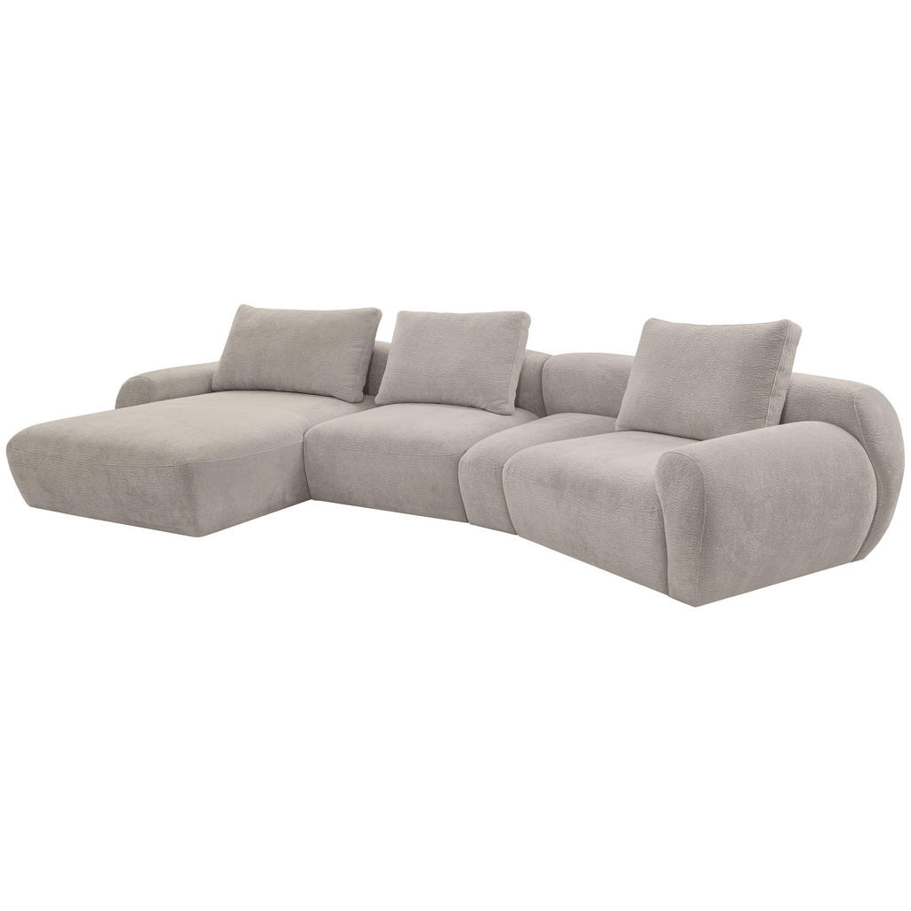 Thumbnail - Carryhome Ecksofa, Hellgrau, Textil, 4-Sitzer, Füllung: Silikon, Ottomane links, organische Form, 362x176 cm, seitenverk...