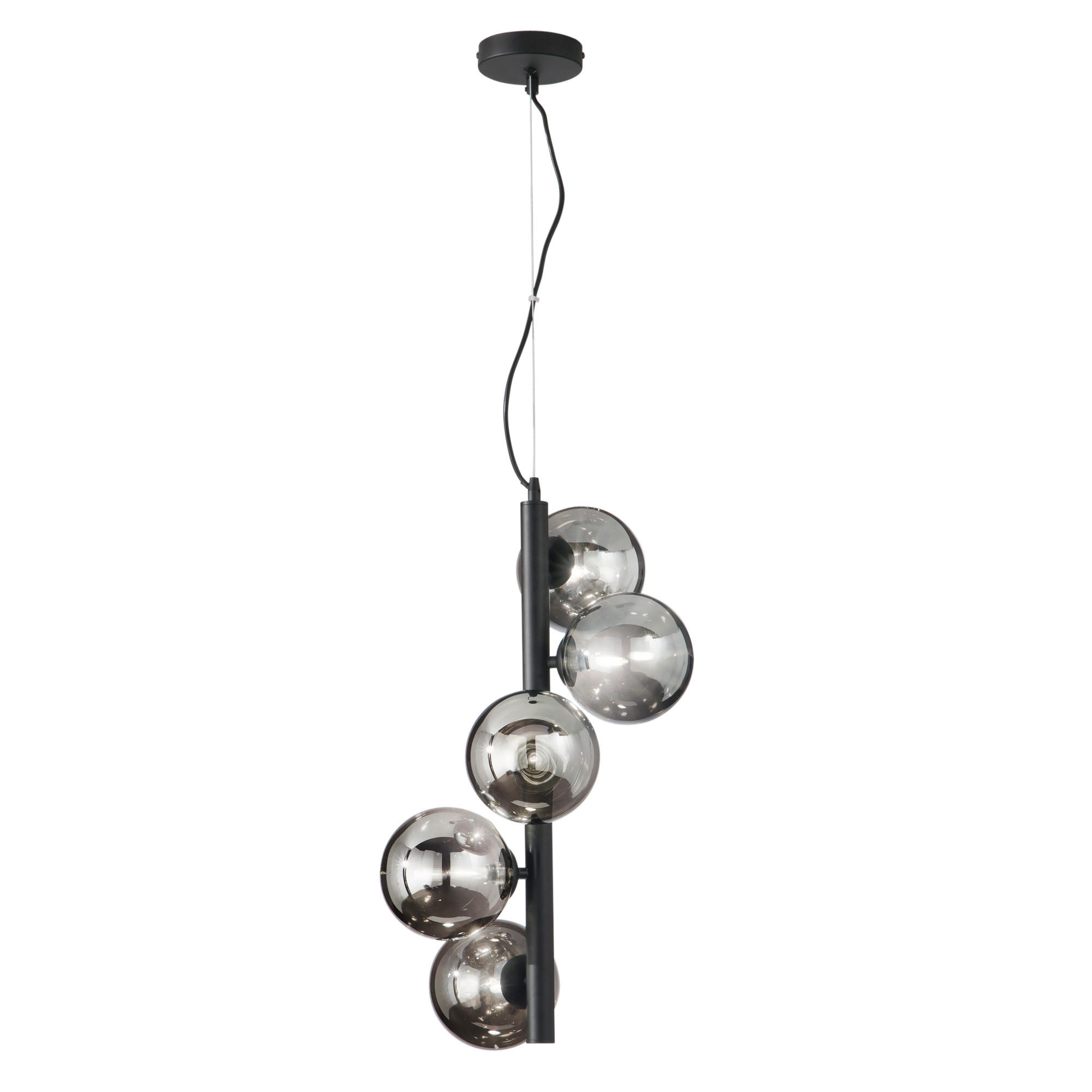 HÄNGELEUCHTE Luce Ambiente e Design 36,1/183 cm   - Dunkelgrau/Schwarz, KONVENTIONELL, Glas/Metall (36,1/183cm)